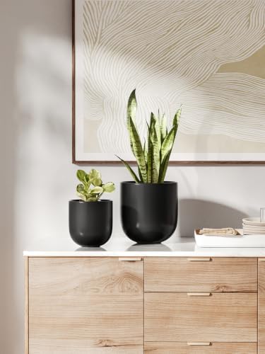 LE TAUCI 6 Inch Ceramic Plant Pot, Small Indoor Planter, Black - Image 3