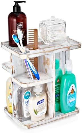 Sorbus Bamboo Makeup Organizer, Rotating Cosmetic Storage for Vanity (Grey) - Image 7