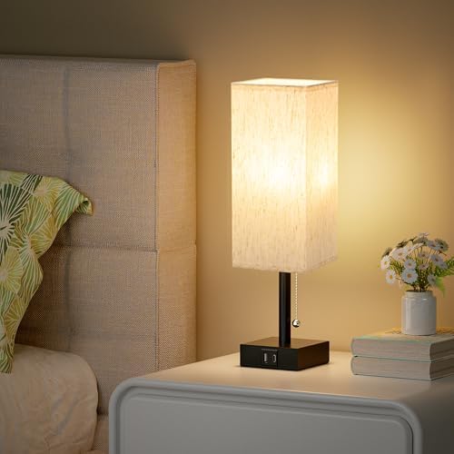 aooshine Bedside Table Lamp for Bedroom - 3 Color Temperatures, USB A+C - Image 6