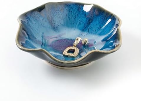 Jewelry Tray,Ring Dish,Ceramic Trinket Tray,Key Bowl,Decorative Plate,Necklace Earrings Ring Holder for Mom Friends Sister Daughter (Light Blue) by FaceWood