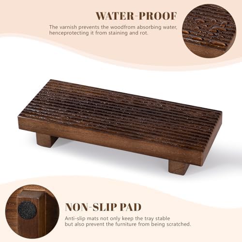 Bathroom Sink Tray Wood Riser Display Kitchen Decor Soap Holder, Walnut - Image 5