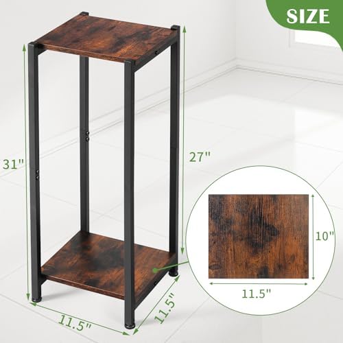 Dipion 31 Inch Tall Plant Stand Indoor,2 Tier Pedestal Stand,Rustic Brown - Image 5