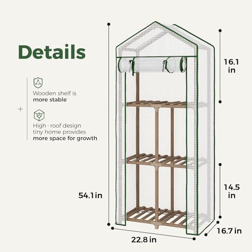 Bamworld 3-Tier Wooden Greenhouse 54" Tall Portable Green House - Image 2