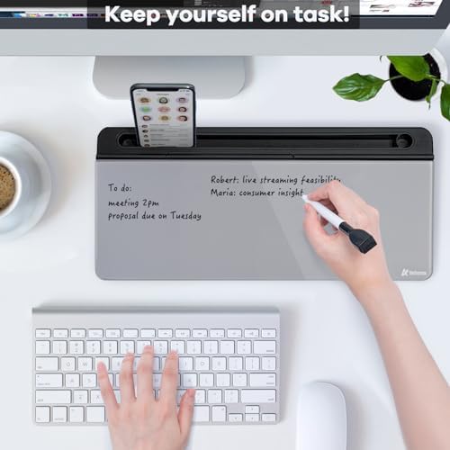 Varhomax Glass Desk Whiteboard with Storage, Desktop Organizer - Image 2