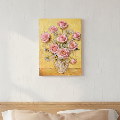 LQCrafK DIY Pearl Art Painting Handcraft Kit for Adults Beginners, Creative Design, Healing Stress-Relieving Home Wall Decoration, with Framed Painting and Tools-Pink Rose - Image 5