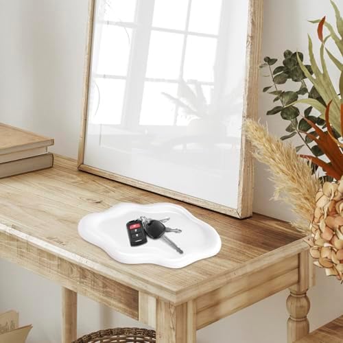 Jewelry Dish Tray for Women, Small Ceramic Trinket Plate for Perfume Ring Earring Necklace, Key Holder Cute Aesthetic Cloud Room Decor Christmas Valentines Gifts (White) - Image 7
