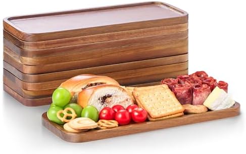 Acacia Wood Serving Platters and Trays - 14" x 5.5" Wooden Mini Charcuterie Boards, Small Cheese Board, Rectangle Wooden Tray for Kitchen Counter, Bathroom, Home Decor, Party (10, 14"X5.5") by MakeYourHomeCozier%EF%BC%81