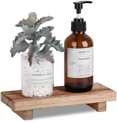 Bathroom Sink Tray Wood Riser Display Kitchen Decor Soap Holder, Brown by zoocatia