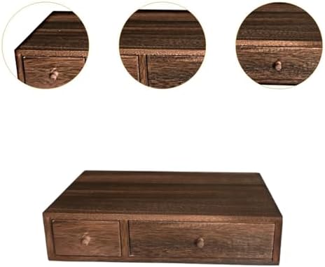 Wood Desktop Organizer Office Supplies Organizer with Drawer Versatile Cosmetic Organizer for Sticky Notes Stamps Paper Clips, 2 Drawer - Image 3