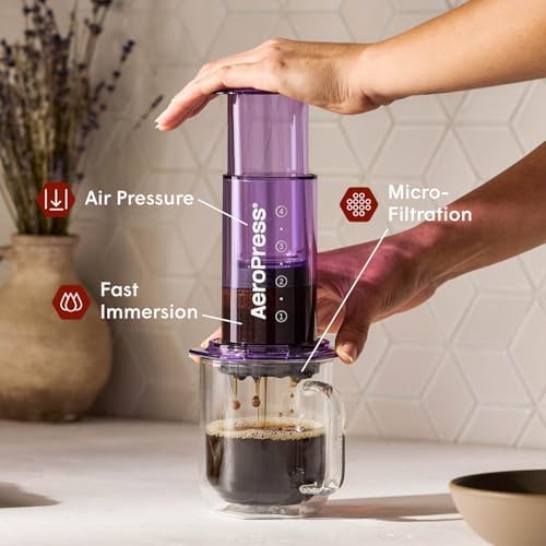 AeroPress Clear Purple Coffee Press, French Press, Pour-Over & Espresso Style - Image 2