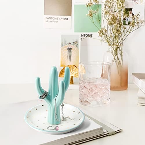 PUDDING CABIN Cactus Ring Holder, Birthday Gift for Women Her Mom Friend Female, Macaron Jewelry Dish with Dots Ins Room Decor Jewelry Dish for Rings Earrings Bracelets Necklace Organizer… - Image 7