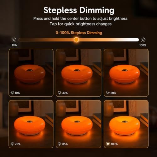 Orange Donut Lamp, Cordless Rechargeable Table & Wall Light, Touch Dimmable - Image 6