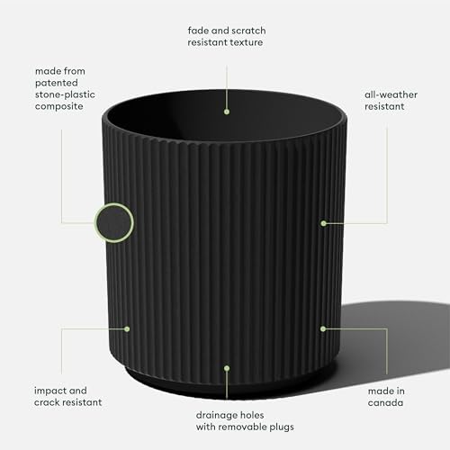 Veradek Round Demi Planter Pots for Indoor/Outdoor Garden Use, Made from Plastic-Concrete Mix with Drainage Holes, Perfect for Small to Large Succulent Plants, Flowers, Modern Interior Plants - Image 2