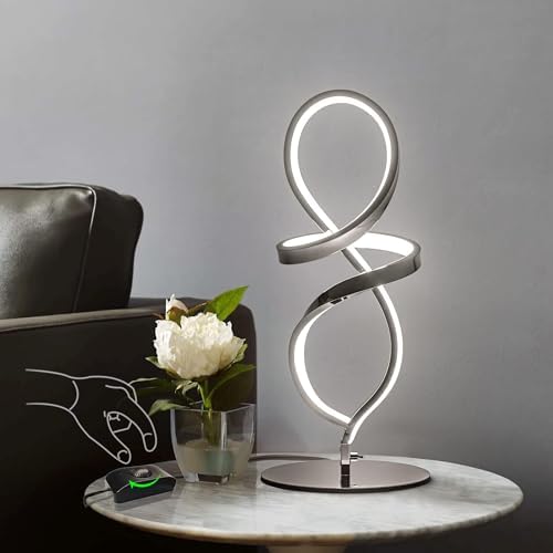Modern Small Table Lamp with LED Spiral Design, 12W Chrome Nightstand Lamp - Image 5