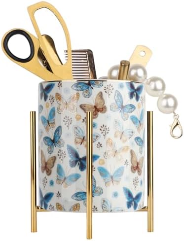 Pencil Cup Sturdy Metal frame with white Ceramic Pen Holder For Desks and kitchen Appliance Holders by SIEBOLD