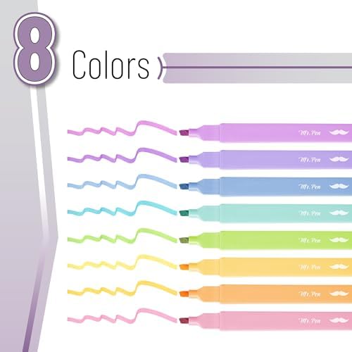 Mr. Pen- Aesthetic Highlighters No Bleed, 8 Pack, Assorted Colors | Chisel Tip, Cute Highlighters Assorted Colors for Journaling, Highlighting, Underlining, Fast Dry, Back to School Supplies - Image 2
