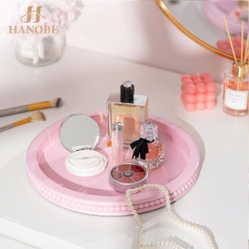 Hanobe Pink Round Decorative Tray with Beaded Edge - Image 5