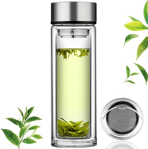 PARACITY Tea Infuser Bottle, Glass Tea Infuser Mug, 12 fl oz Tumbler by PARACITY