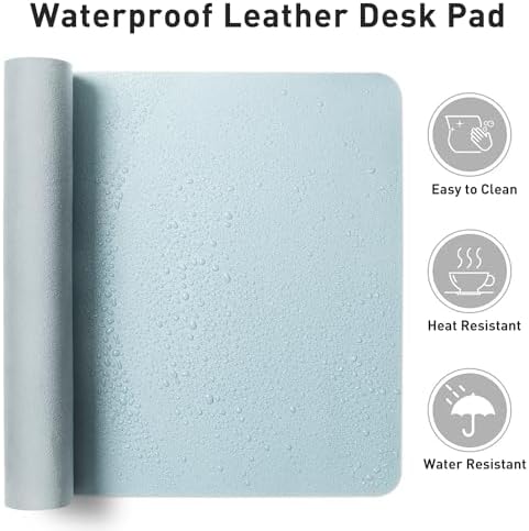 Aothia Leather Desk Pad Protector, Office Desk Mat, Large Mouse Pad, Non-Slip PU Leather Desk Blotter, Laptop Desk Pad, Waterproof Desk Writing Pad for Office and Home (48"x17", Baby Blue) - Image 6