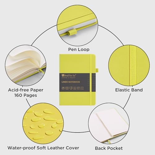 &And Per Se Lined Journal Notebook, 160 Pages, A5 5.7 x 8 inches College Ruled Thick Paper Notebook Journals for Writing, Hardcover Notebooks for Women Men Office School (1 Pack, Lime Green) - Image 5