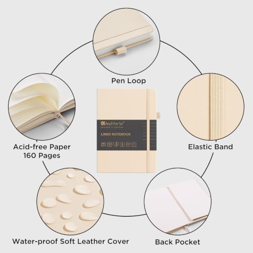 &And Per Se Lined Journal Notebook, 160 Pages, A5 5.7 x 8 inches College Ruled Thick Paper Notebook Journals for Writing, Hardcover Notebooks for Women Men Office School (1 Pack, Light Apricot) - Image 4