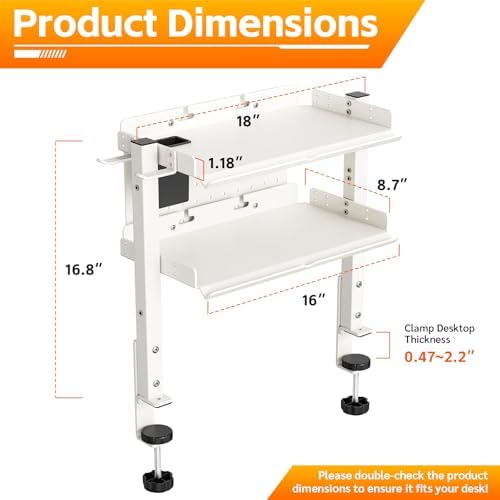 Metal Clamp On Desk Shelf,Storage Shelves with Pegboard and Pencil Holder - Image 2