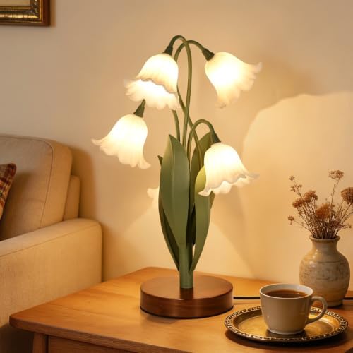 Flower Table Lamp for Bedroom, LED Cute Reading Light by NewAoNaSenLighting