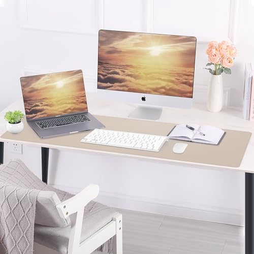 AFIING Cork Desk Mat 47" x 23.6", Dual-Sided Natural Cork & PU Leather Desk Pad, Non-Slip Waterproof Large Mouse Pad for Office, Home & Gaming, Beige - Image 6