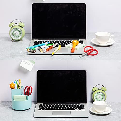 Desk Pencil Pen Holder, 3-Slot 360 Spinning Desk Organizer, Cute Pencil Cup Pot for Office, School, Art Supply - Blue - Image 4