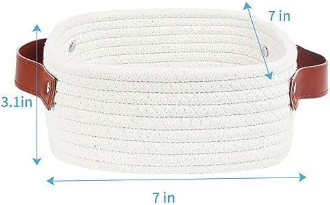 ABenkle Small Storage Basket, Mini Baskets, Cute Rope Woven Basket for Organizing, Square Shelf Storage with Handle, Boho Decorative Toy Bin for Nursery, Spa, Empty Gift Baskets - XS - Image 2