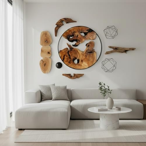 Cedar Wood Wall Decor, 16" x 16" Natural Live Edge Wall Art, Handcrafted Wooden Hanging Decoration for Living Room, Bedroom, Entryway, Bathroom & Office - Image 3