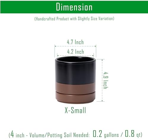 D'vine Dev 4.7 Inch Ceramic Planter Pot, Black/Tan, 94-O-B-7 - Image 3