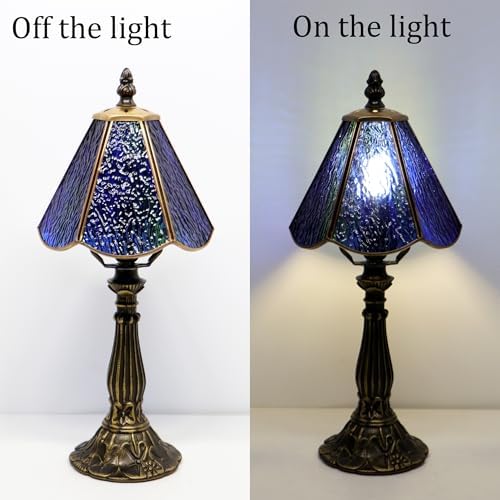 Small Tiffany Style Table Lamp Amber Stained Glass Lamp 14 Inch - Image 4