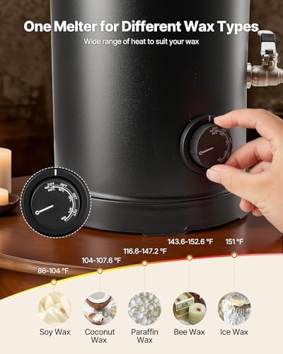 VEVOR 10Lbs Wax Melter for Candle Making, Fast and Even Heating, with Easy Pour Spout and Temperature Control, Hourglass Base for Non-Stick Smooth Flow, Wax Melting Pot for Making Candles Soaps - Image 6