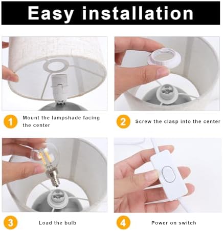 Modern Small Table Lamp Set of 2, Minimalist Nightstand Bedside Lamps with One-Button Inline Switch, 6.2×6.2×10.4 Inch Desk Light for Bedroom, Living Room,Including Light Bulb（Silvery） - Image 6