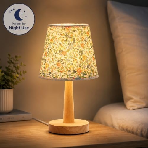 Gerrii 4 Pack Small Bedside Table Lamps, Wood Base, USB Plug - Image 2