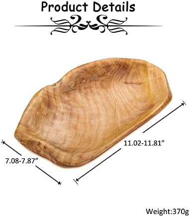Jovivi Natural Fir Root Wood Dish Bowl, Handmade Wood Serving Platter Tray Plate,Wooden Plates for Sandwich Bread Fruit Salad Snack Dough Candy Serving Appetizer Display (11.4"x7.5") - Image 5