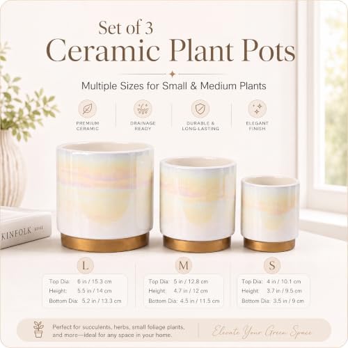 Gepege Ceramic Plant Pots for Indoor Plants, Planters with Drainage Holes - Image 6