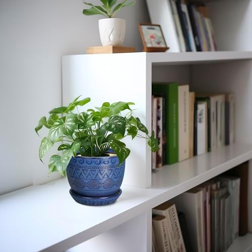 G EPGardening Pot for Plants, 5 Inch Ceramic Planter, Blue - Image 5