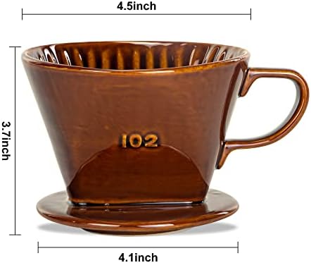 Pour Over Ceramic, Coffee Dripper Ceramic Coffee Maker,Brown - Image 6