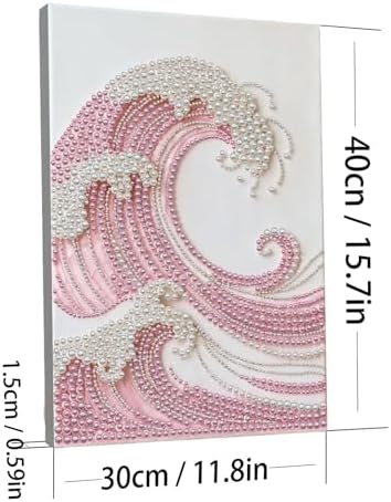 LQCrafK DIY Pearl Art Painting Handcraft Kit for Adults Beginners, Creative Design, Healing Stress-Relieving Home Wall Decoration, with Framed Painting and Tools-Pink Waves - Image 7