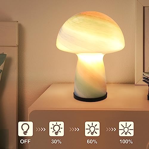 NOTOC Mushroom lamp,Dimmable Glass Table Lamp,Vintage Style Table Lamp,Rainbow Bedside Desk lamp,Cute Table Lamps.（LED Bulbs Included） - Image 4
