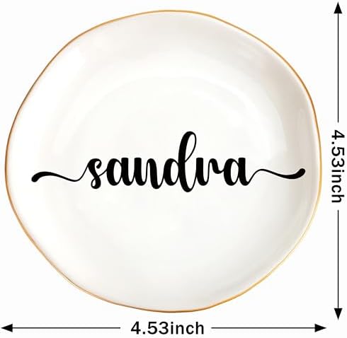 JoycuFF Sandra Personalized Name Jewelry Tray, Mothers Day Christmas Anniversary Engagement Birthday Gifts for Women Couples, Trinket Dish for Rings Earrings Necklaces Bracelets Keys - Image 6