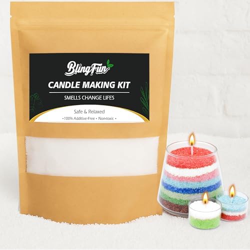 Snow Pearled Candles Sand-Refillable Sand Wax, DIY Candle Beads and Wicks, for Home Decor, Parties, Events-250g/9oz (White) by Blingfun