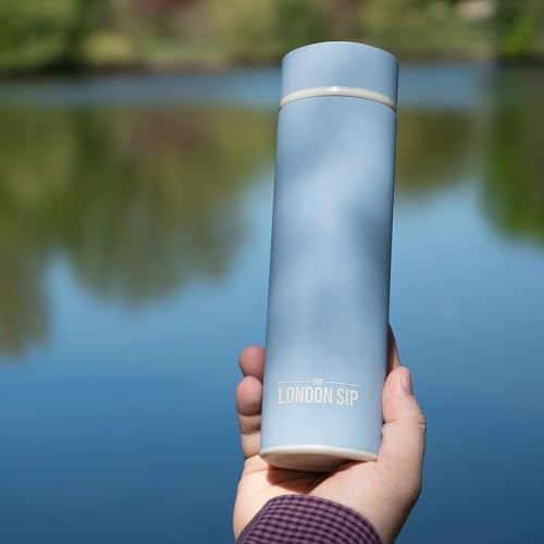 London Sip 16.9 oz Multi-Purpose Tea Infuser Mug – Fruit Infuser Water Bottle for Hot and Cold – Double Wall Stainless Steel Insulated, Blue Sunrise - Image 4