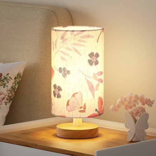 Fenmzee Small Table Lamps (Butterfly Cream Shade, 9" Inline Control) by Fenmzeelighting