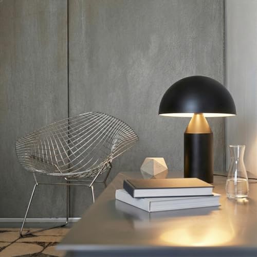 Brightech Venus 14" Globe Table Lamp – Modern Mid-Century Lamp with Golden Metal Shade – Nightstand, Bedside, Desk & Accent Table Lighting for Bedroom, Living Room & Office Décor - Black - Image 3