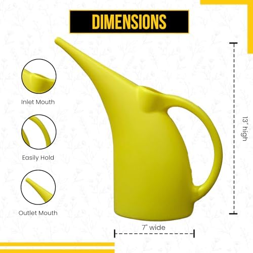 KP KOOL PRODUCTS Watering Can 1/2 Gallon - Small Watering Can for Indoor Plants - Outdoor Watering Can - Yellow Plant Waterer - Plastic Watering Can for Garden - 1 Pack - Image 2