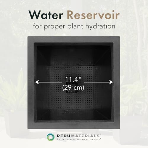 Tierra Verde Citadel Stucco Self-Watering Square Planter, Black, 13.5"x26" - Image 5