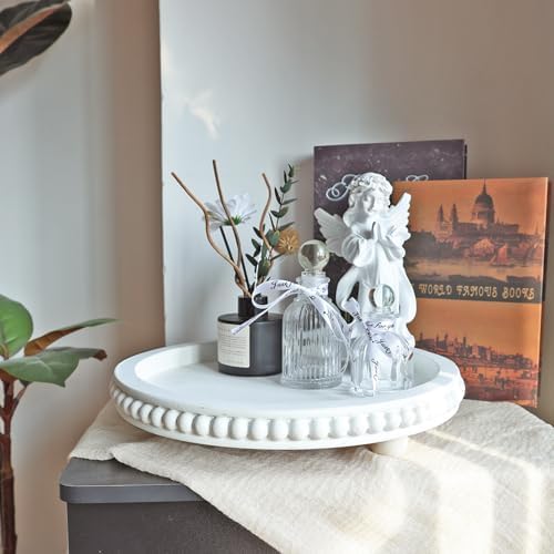 Decorative Coffee Table Tray, Round Wooden Tray for Decor - Image 2